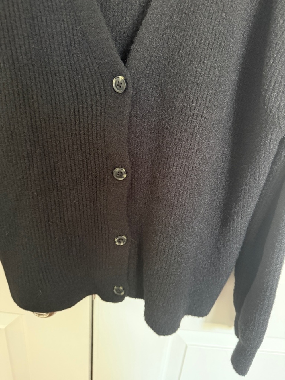 American Eagle Outfitters Oversized Black V-Neck Button Cozy Cardigan - Picture 4 of 6